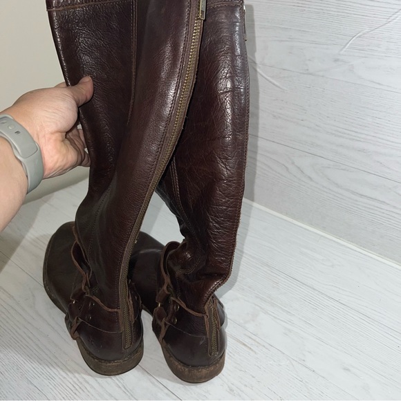 Frye Phillip Harness Tall Brown Leather Equestrian Style Boots 76850 Size 6.5 - Picture 5 of 10